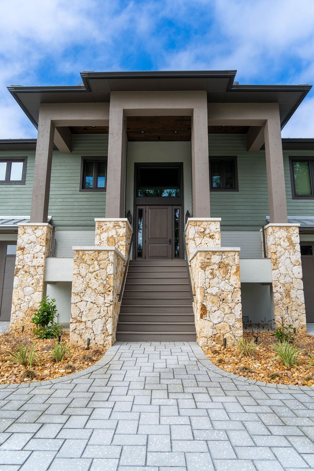 Elevated coastal residence — exterior, built by Great Oaks General Contractors